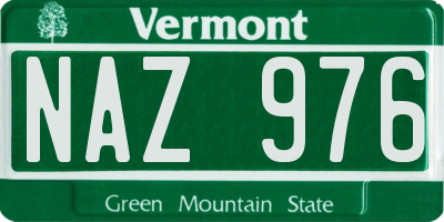 VT license plate NAZ976