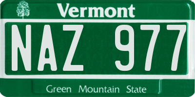 VT license plate NAZ977