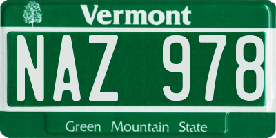 VT license plate NAZ978