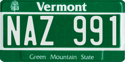 VT license plate NAZ991