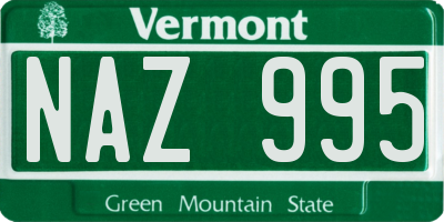 VT license plate NAZ995