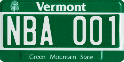 VT license plate NBA001