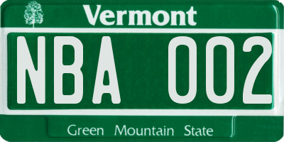 VT license plate NBA002