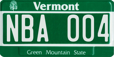 VT license plate NBA004