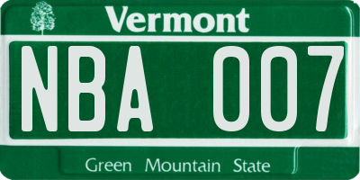 VT license plate NBA007