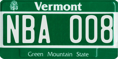 VT license plate NBA008
