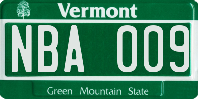 VT license plate NBA009