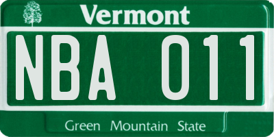VT license plate NBA011
