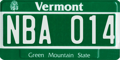 VT license plate NBA014