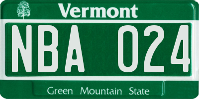 VT license plate NBA024