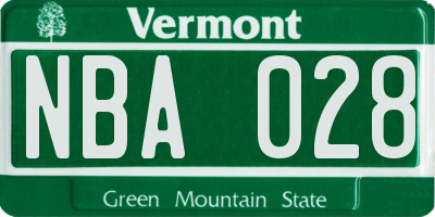 VT license plate NBA028
