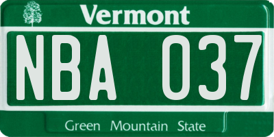 VT license plate NBA037