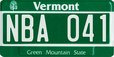 VT license plate NBA041