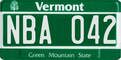 VT license plate NBA042
