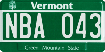 VT license plate NBA043