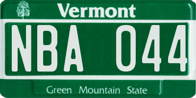 VT license plate NBA044