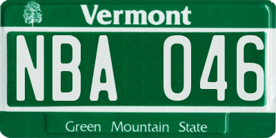 VT license plate NBA046