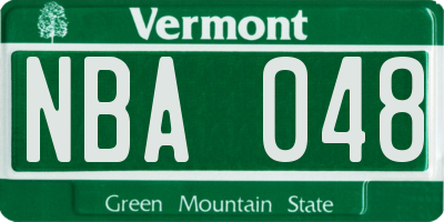 VT license plate NBA048