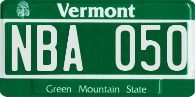 VT license plate NBA050