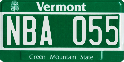 VT license plate NBA055