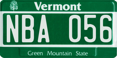 VT license plate NBA056