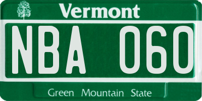 VT license plate NBA060