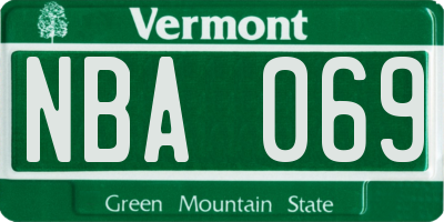 VT license plate NBA069