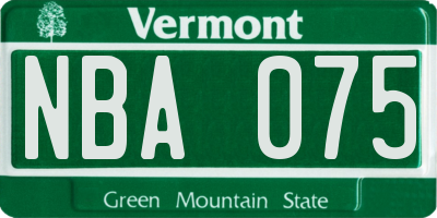 VT license plate NBA075