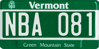 VT license plate NBA081