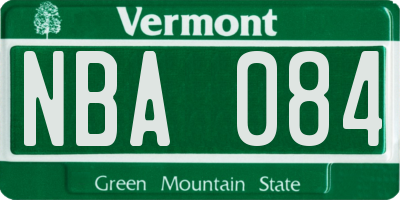VT license plate NBA084