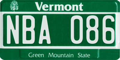 VT license plate NBA086