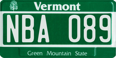 VT license plate NBA089