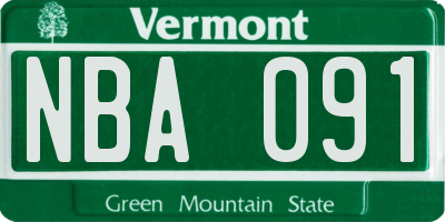 VT license plate NBA091