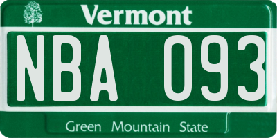 VT license plate NBA093