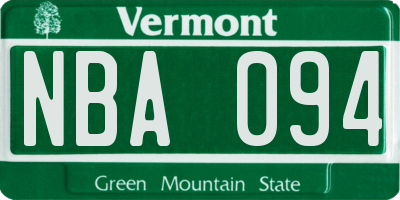 VT license plate NBA094