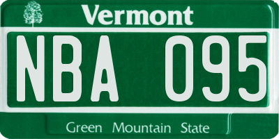 VT license plate NBA095