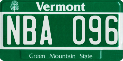 VT license plate NBA096