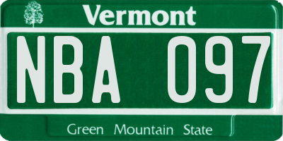 VT license plate NBA097