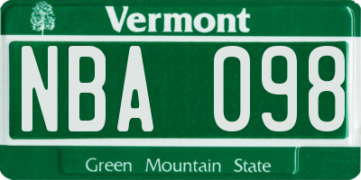 VT license plate NBA098