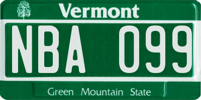 VT license plate NBA099