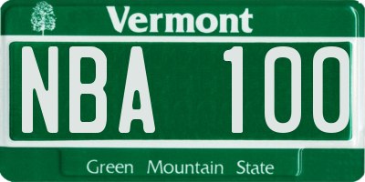 VT license plate NBA100