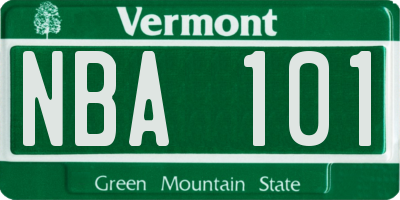 VT license plate NBA101