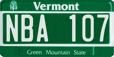 VT license plate NBA107