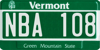 VT license plate NBA108