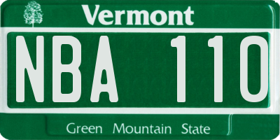 VT license plate NBA110