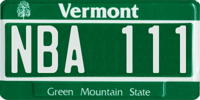 VT license plate NBA111