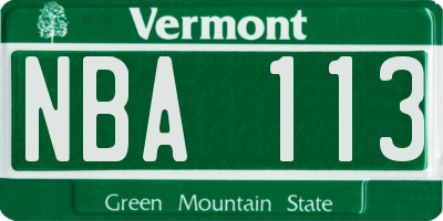 VT license plate NBA113