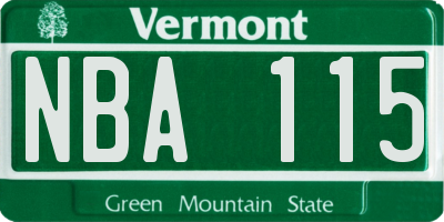 VT license plate NBA115