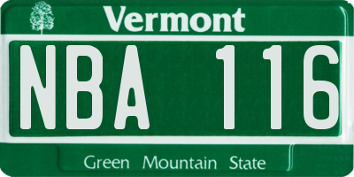 VT license plate NBA116