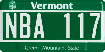 VT license plate NBA117